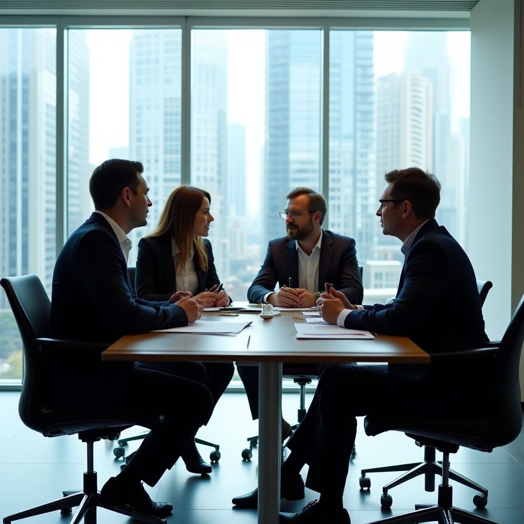 Business Elevation team in modern office